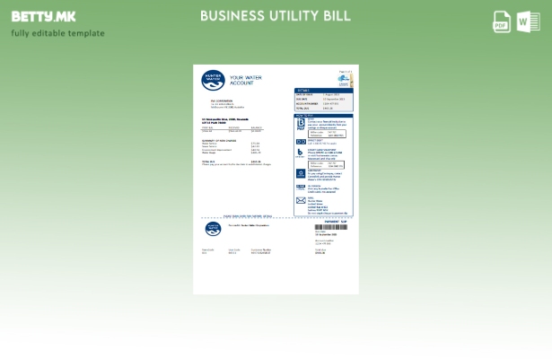 Модерен стил Шаблон за деловна сметка за комунални услуги Хантер Вода